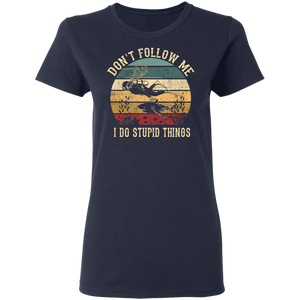 Don't Follow Me I Do Stupid Things Scuba Retro Vintage G500L Ladies' 5.3 oz. T-Shirt