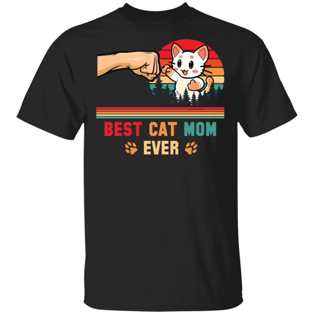 Vintage Best Cat Mom Ever Fist Bump With Bandana G500 5.3 oz. T-Shirt