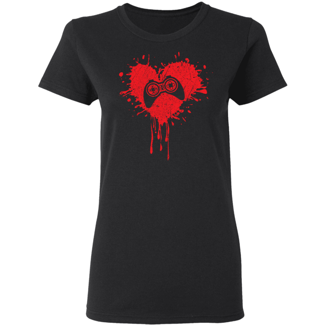 Gamer Heart Valentines Day Video Games Gift G500L Ladies' 5.3 oz. T-Shirt