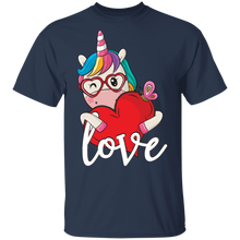 Load image into Gallery viewer, Unicorn Love Heart Valentine&#39;s Day Women Girl G500 5.3 oz. T-Shirt
