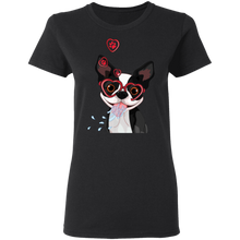 Load image into Gallery viewer, Funny Cute Dog Valentine Heart American Boston Terrier G500L Ladies&#39; 5.3 oz. T-Shirt
