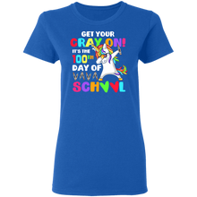 Load image into Gallery viewer, Get Your Cray On It&#39;s The 100th Day of School Dabbing Unicorn G500L Ladies&#39; 5.3 oz. T-Shirt
