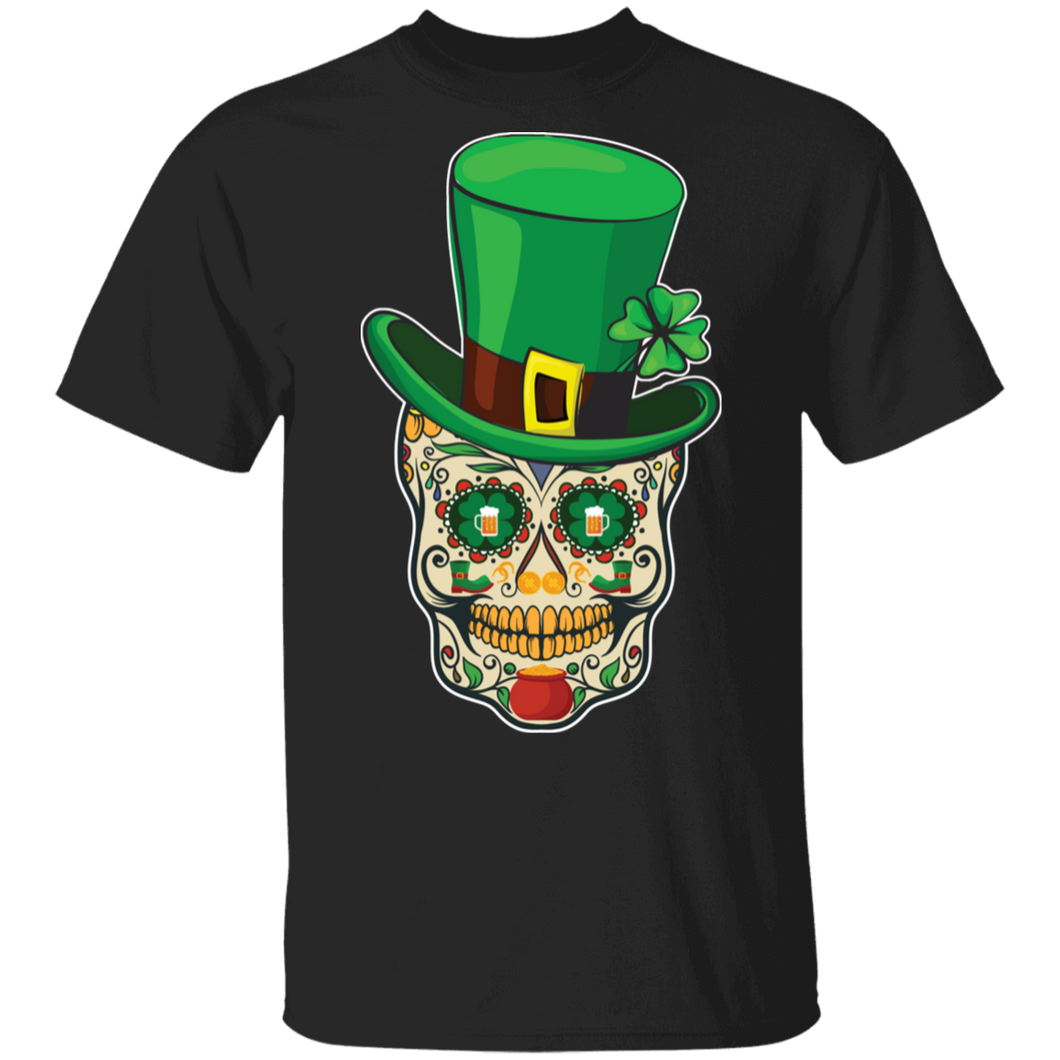 Saint Patricks Day of Dead Sugar Skull Lucky G500 5.3 oz. T-Shirt